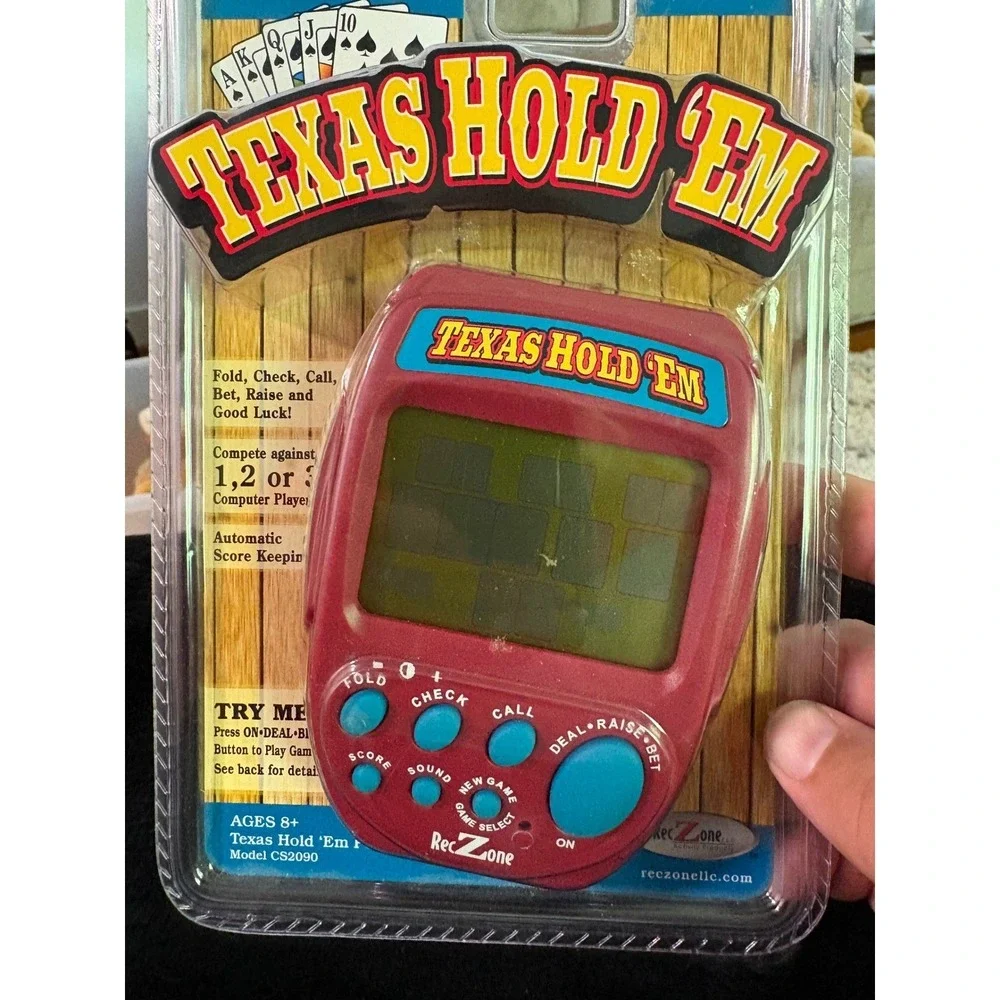 RecZone Texas Hold Em Handheld Electronic Poker Game Model CS2090 Red New NIP‎